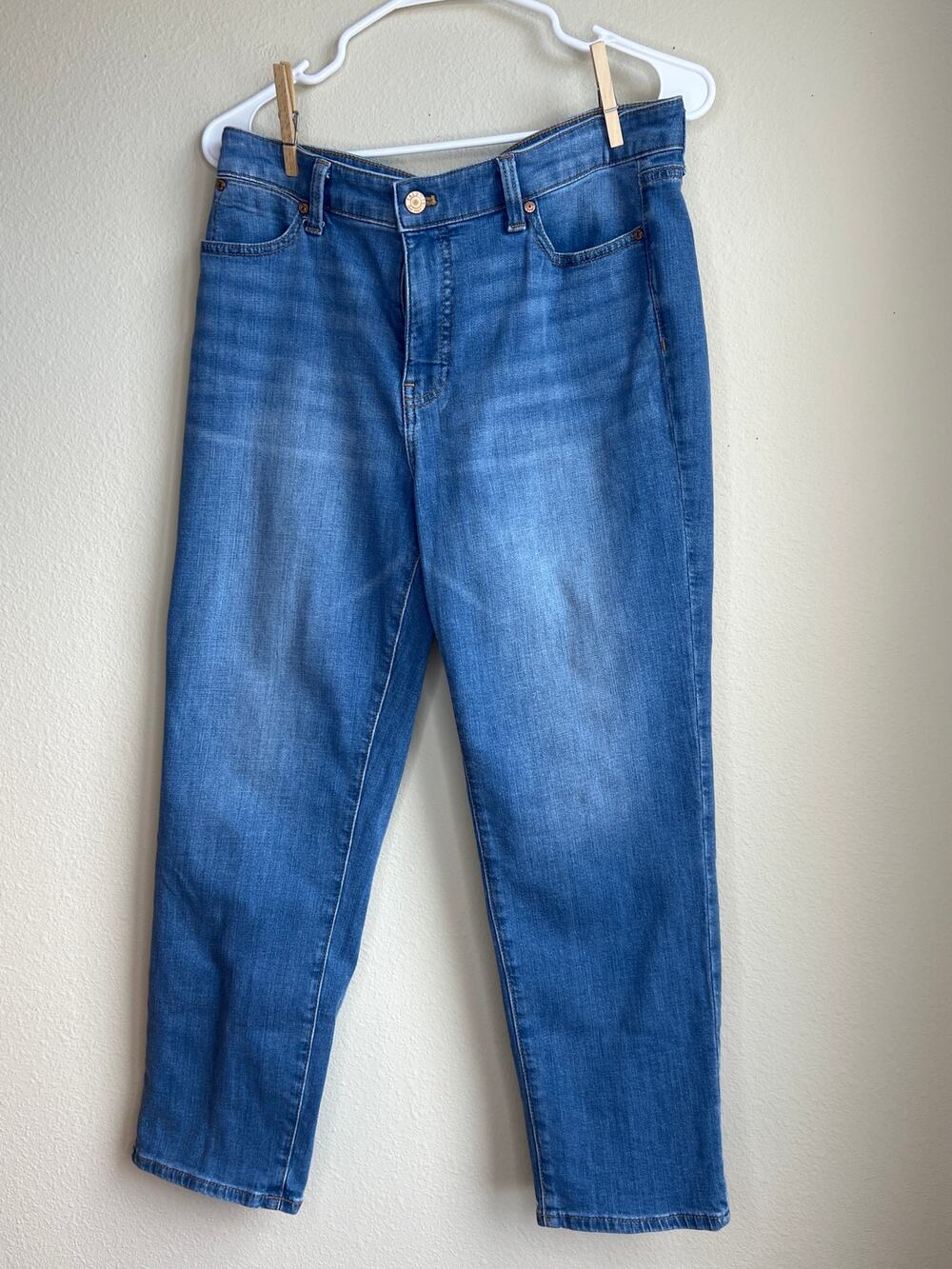Talbots Straight Leg Crop Denim Jeans Medium Wash Five Pocket Casual Size 8